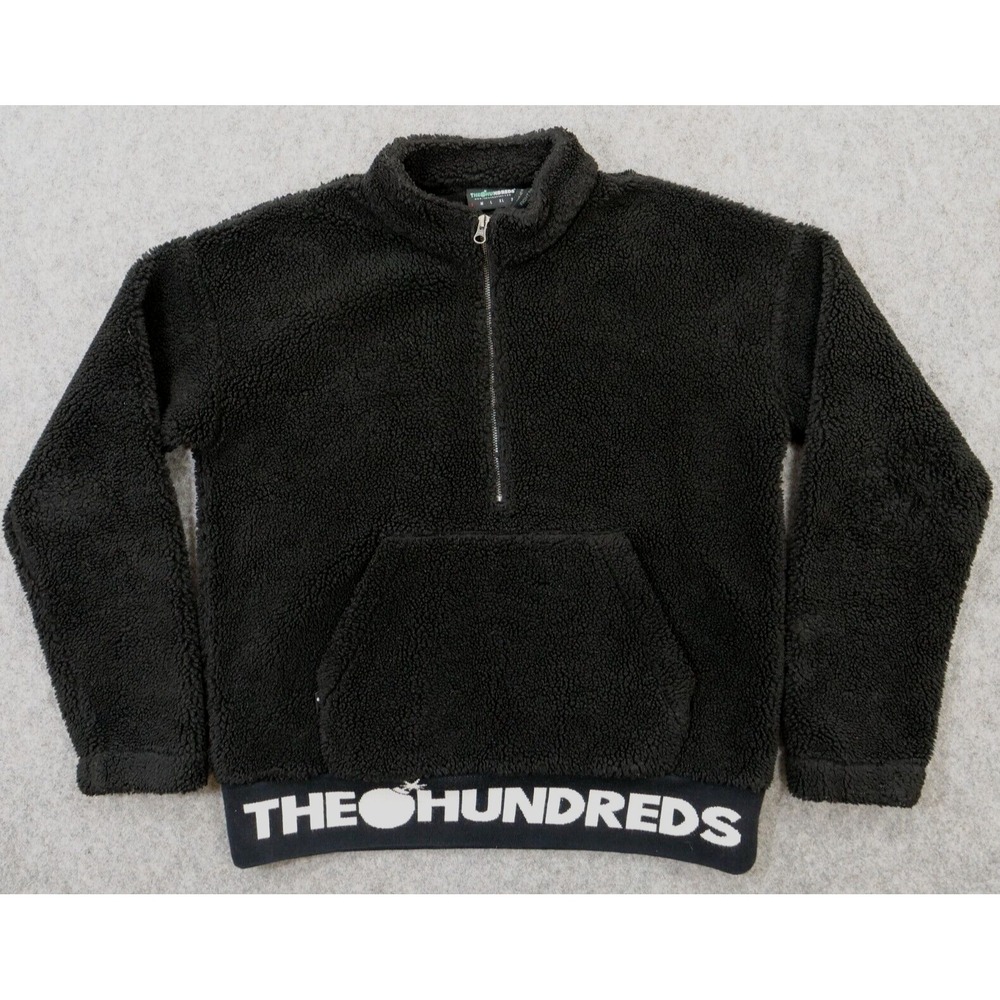 The Hundreds Sweater Mens Small Nepal Fleece Sherpa 1/4 Zip Pullover Logo